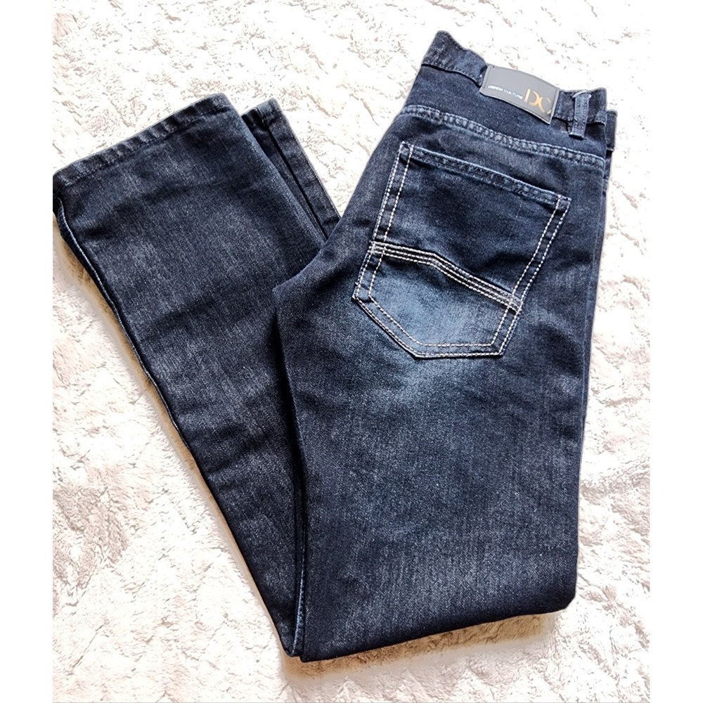 Denim Culture Mens Dark Wash Straight Leg Jeans 30x32 Blue
